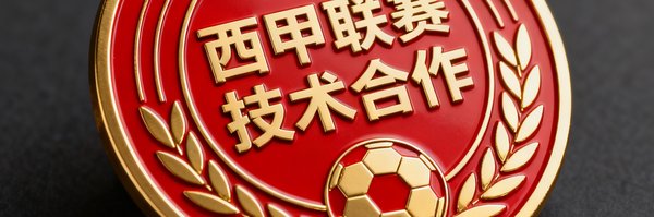 西甲联赛技术合作标识，红金配色圆形徽章